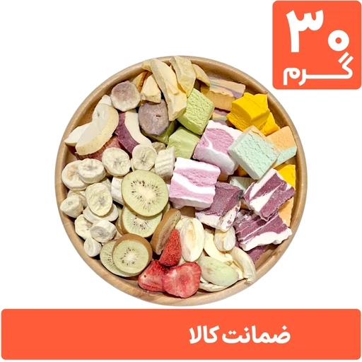 میوه و بستنی خشک پفکی ۳۰ گرمی، ترد و سالم